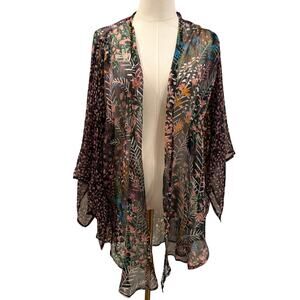BCBGGeneration NEW Sheer Floral Kimono Duster One Size Boho Festival Flowy Beach